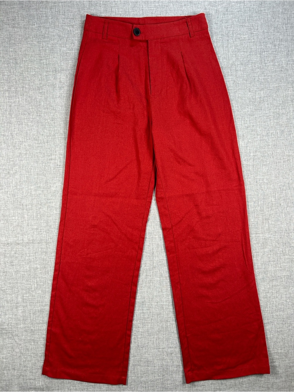 Cider Muted Red Linen Look Pleated Wide Leg Pants XS